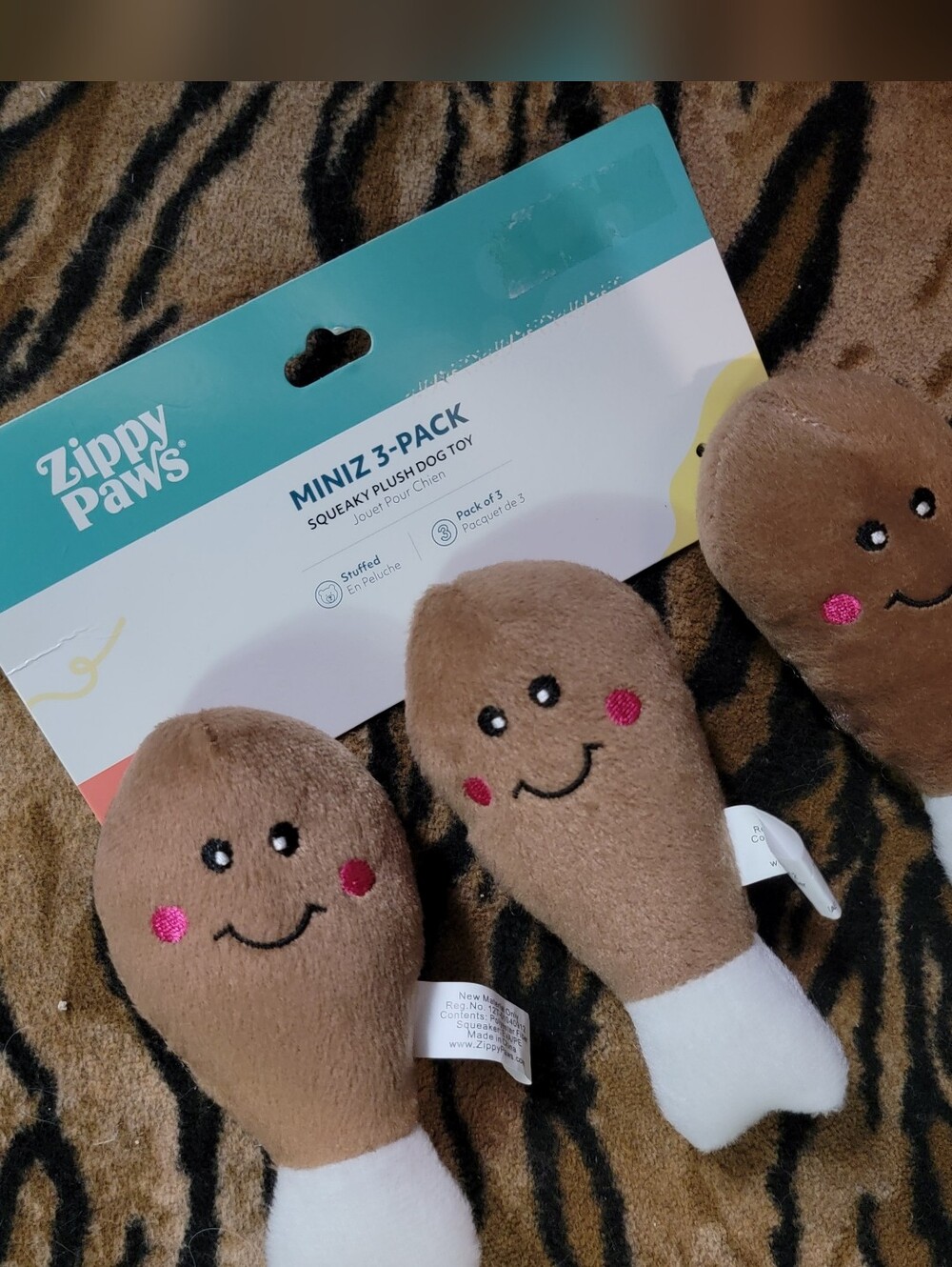 ZippyPaws Dog Drumstick w Squeak Mini 3-Pack Plush Dog Toy Ea.